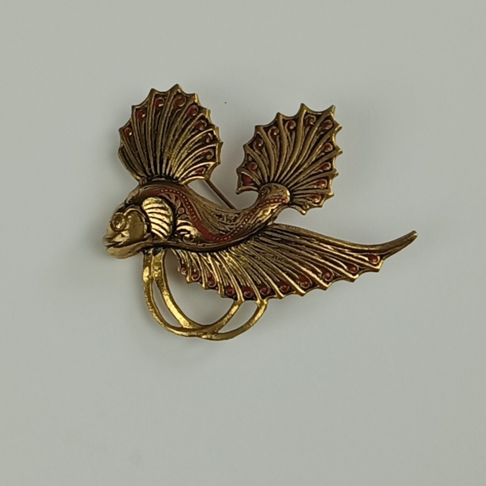 Vintage Solid Brass Fish Pin. - image 1